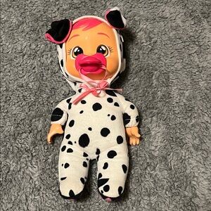 Cry Babies IMC Toys Tiny Cuddles Dotty Dalmatian Baby Doll with Pink Accents
